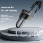 ESSAGER ES-CC20 Transmițător FM Bluetooth auto cu porturi USB-C / USB-A și cablu jack 3,5 mm - 35W - gri