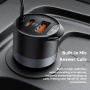 ESSAGER ES-CC20 Transmițător FM Bluetooth auto cu porturi USB-C / USB-A și cablu jack 3,5 mm - 35W - gri