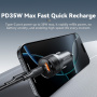 ESSAGER ES-CC20 Transmițător FM Bluetooth auto cu porturi USB-C / USB-A și cablu jack 3,5 mm - 35W - gri