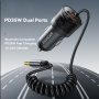 ESSAGER ES-CC20 Transmițător FM Bluetooth auto cu porturi USB-C / USB-A și cablu jack 3,5 mm - 35W - gri