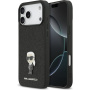 Karl Lagerfeld Ikonik husă metalică cu sclipici fixat pentru iPhone 17 Pro Max - negru