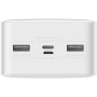 Power bankă Baseus Bipow cu porturi USB-C / 2x USB-A - 30.000 mAh - alb