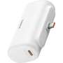 Baseus Compact powerbankă cu conector USB-C integrat și port USB-C - 5.000 mAh - alb