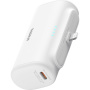 Baseus Compact powerbank cu conector Lightning integrat și port USB-C - 5 000 mAh - alb