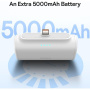 Baseus Compact powerbank cu conector Lightning integrat și port USB-C - 5 000 mAh - alb