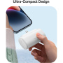 Baseus Compact powerbank cu conector Lightning integrat și port USB-C - 5 000 mAh - alb