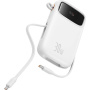 Powerbanka Baseus QPow2 cu cabluri USB-C integrate și porturi USB-C / USB-A - 10.000 mAh - alb