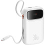 Powerbanka Baseus QPow2 cu cabluri USB-C integrate și porturi USB-C / USB-A - 10.000 mAh - alb