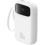 Powerbanka Baseus QPow2 cu cabluri USB-C integrate și porturi USB-C / USB-A - 10.000 mAh - alb