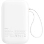 Powerbanka Baseus QPow2 cu cabluri USB-C integrate și porturi USB-C / USB-A - 10.000 mAh - alb