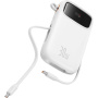 Powerbanka Baseus Qpow2 cu cabluri USB-C integrate și porturi USB-C / USB-A - 20.000 mAh - alb