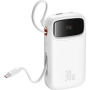 Powerbanka Baseus Qpow2 cu cabluri USB-C integrate și porturi USB-C / USB-A - 20.000 mAh - alb