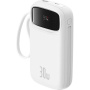 Powerbanka Baseus Qpow2 cu cabluri USB-C integrate și porturi USB-C / USB-A - 20.000 mAh - alb