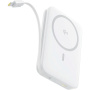 Powerbankă wireless Baseus PicoGo Qi2 MagSafe cu cablu USB-C integrat și port USB-C - 10.000 mAh - alb
