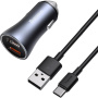 Baseus Golden Contactor Pro set de încărcătoare auto cu porturi 2x USB-A și cablu USB-A la USB-C - 40W - gri închis