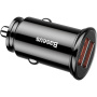 Încărcător auto Baseus Circular Plastic cu porturi 2x USB-A - 30W - negru