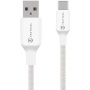 Cablu de încărcare și date împletit Tactical Fir cusut - USB-A la USB-C - 30 cm - alb
