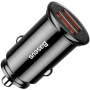 Încărcător auto Baseus Circular Plastic cu porturi 2x USB-A - 30W - negru