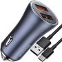 Baseus Golden Contactor Pro set de încărcătoare auto cu porturi 2x USB-A și cablu USB-A la USB-C - 40W - gri închis