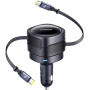 Baseus Enjoyment Max încărcător auto cu cabluri retractabile USB-C - 60W - 0,8 m - negru