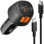 Spigen Esențial set de încărcare auto cu porturi 2x USB-C / USB-A și cablu USB-C la USB-C - 113W - 1 m - negru