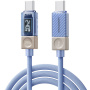 Cablu de încărcare și date împletit ESSAGER Crystal Clear - USB-C la USB-C - 1 m - mov-albastru