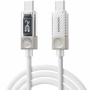 Cablu de încărcare și date împletit ESSAGER Crystal Clear - USB-C la USB-C - 1 m - alb