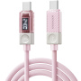 ESSAGER Crystal Clear împletit încărcare și date cablu - USB-C la USB-C - 1 m - roz
