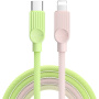 ESSAGER ES-X73 cablu de date și încărcare împletit - USB-C la Lightning - 2 m - verde-roz