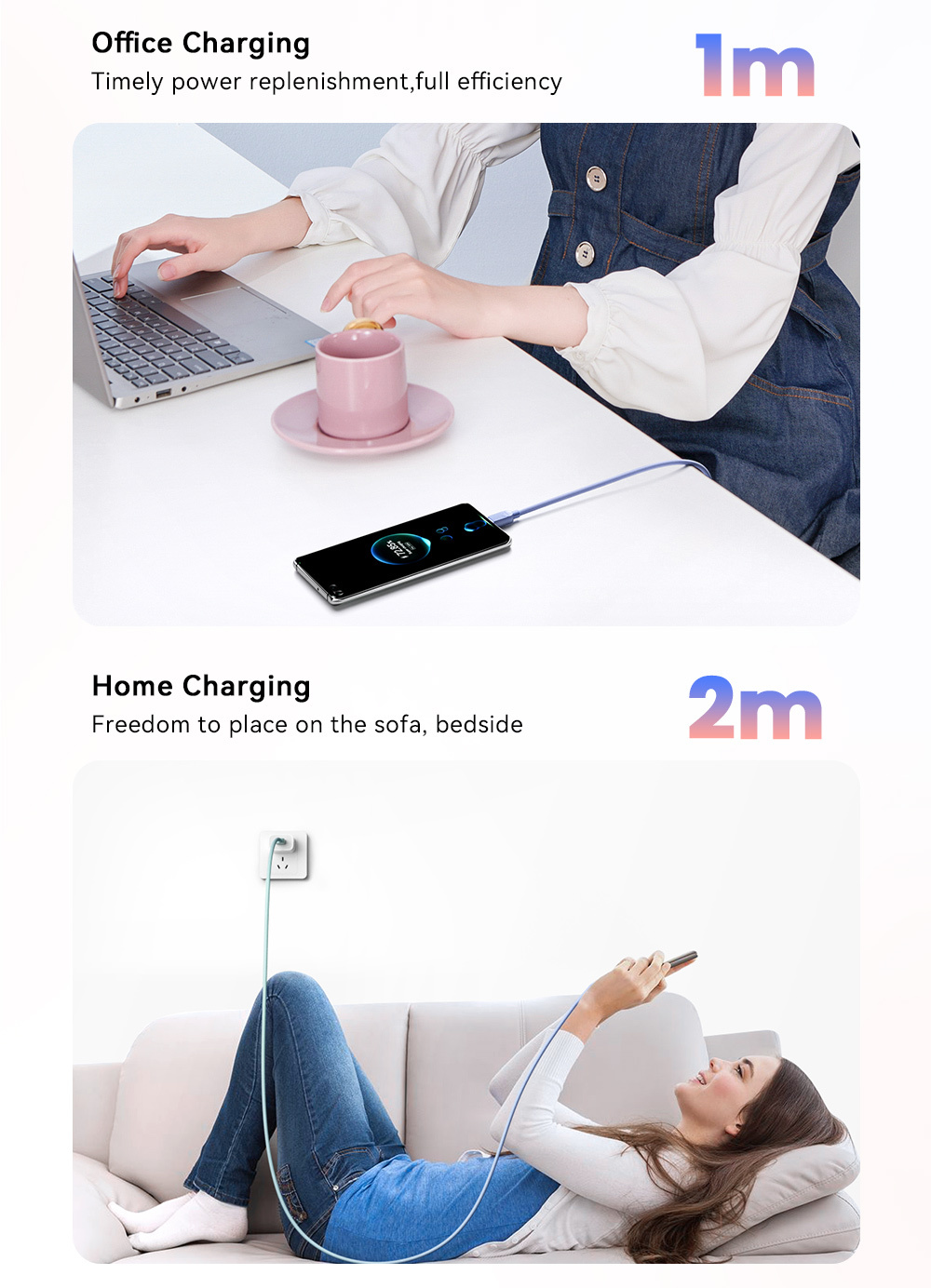 ESSAGER ES-X73 cablu de date și încărcare împletit - USB-A la USB-C - 25 cm - mov mentă