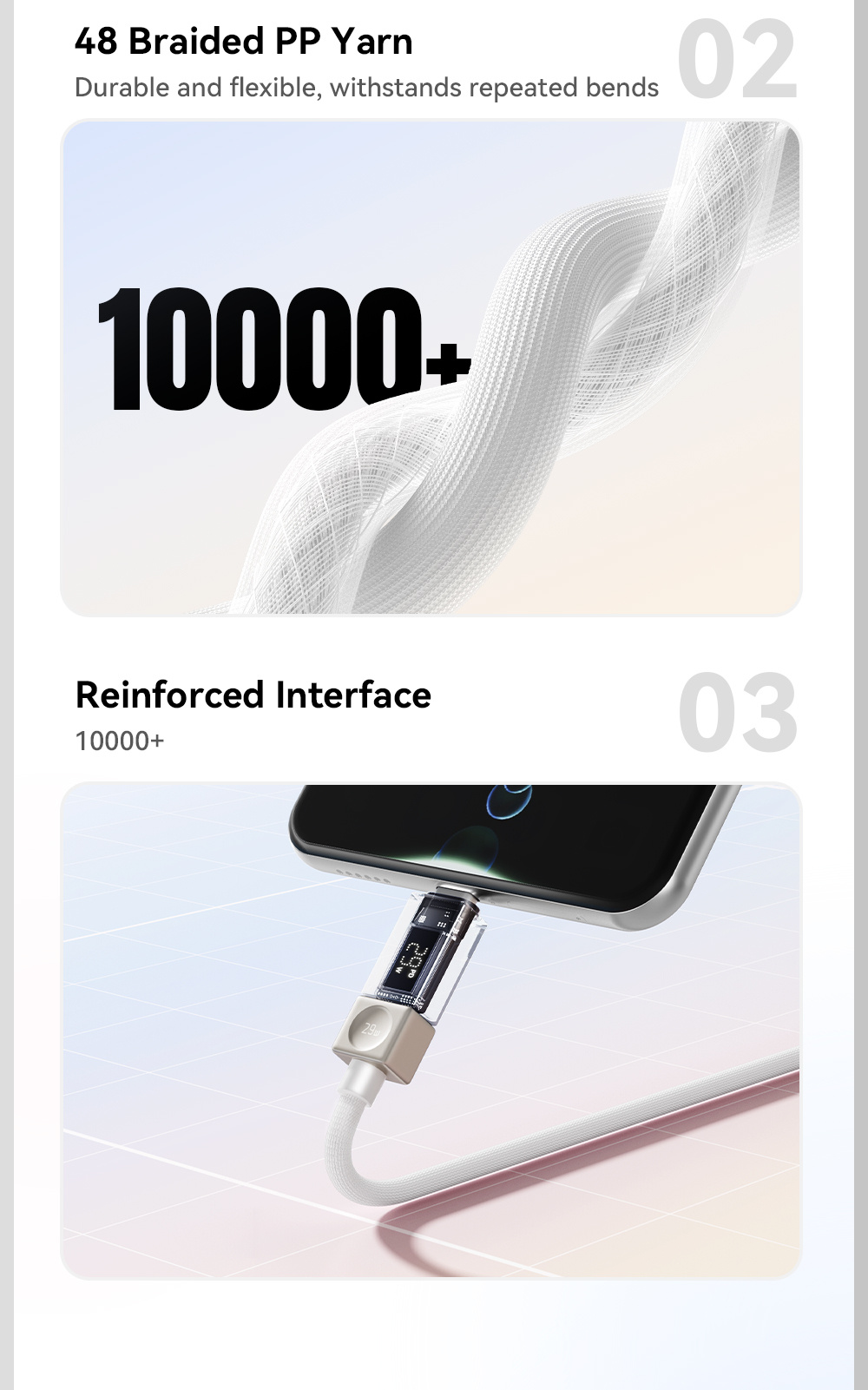 ESSAGER Crystal Clear braided charging and data cable - USB-C to Lightning - 1 m - blue-purple