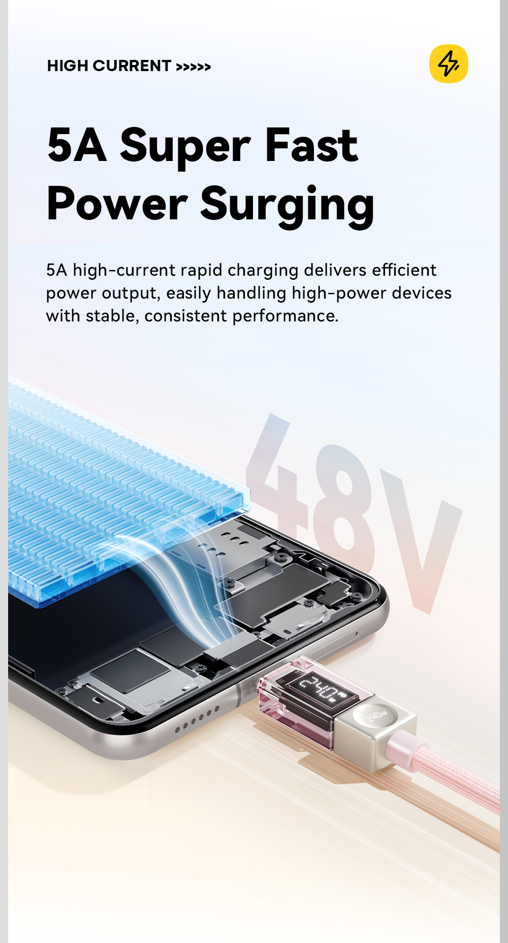Cablu de încărcare și date împletit ESSAGER Crystal Clear - USB-C la USB-C - 2 m - roz