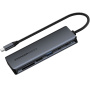 ESSAGER ES-HB01 hub 7în1 - disc SSD / slot pentru card SD / TF / 2x USB-C / 2x USB-A la USB-C - gri închis