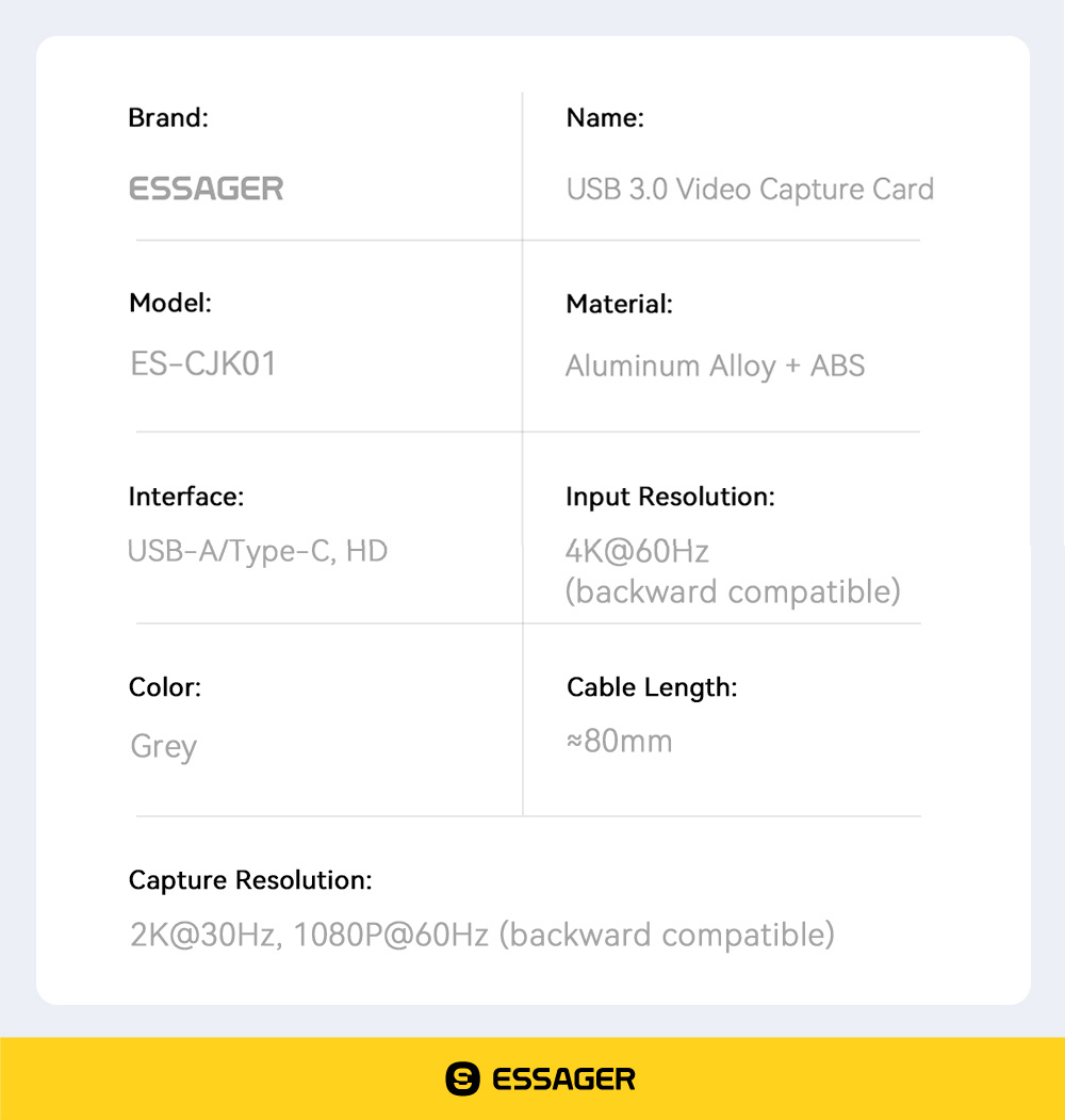 ESSAGER ES-CJK01 adaptor video 2în1 - HDMI la USB-C / USB-A - gri închis