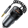 ESSAGER ES-CC20 Transmițător FM Bluetooth auto cu porturi USB-C / USB-A și cablu jack 3,5 mm - 35W - gri