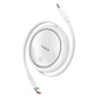 Baseus Free2Pull cablu de date și încărcare retractabil - USB-C la USB-C - 1 m - alb