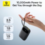 Baseus EnerFill FC31 Qpow 3 baterie externă cu cabluri integrate USB-C și Lightning și porturi USB-C / USB-A - 10 000 mAh - negru