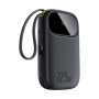 Baseus EnerFill FC31 Qpow 3 baterie externă cu cabluri integrate USB-C și Lightning și porturi USB-C / USB-A - 10 000 mAh - negru