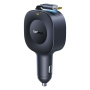 Baseus PrimeTrip VR2 set încărcător auto cu port USB-C și cablu retractabil USB-C - 60W - 0,8 m - negru