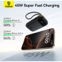 Baseus EnerFill FC31 Qpow 3 45W baterie externă cu cabluri integrate USB-C și Lightning și porturi USB-C / USB-A - 20 000 mAh - neagră