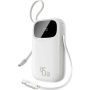 Baseus EnerFill FC31 Qpow 3 45W baterie externă cu cabluri integrate USB-C și Lightning și porturi USB-C / USB-A - 20 000 mAh - albă