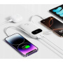 Baseus EnerFill FC31 Qpow 3 45W baterie externă cu cabluri integrate USB-C și Lightning și porturi USB-C / USB-A - 20 000 mAh - albă
