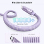 UGREEN Uno cablu de date și încărcare împletit - USB-C la USB-C - 1 m - mov