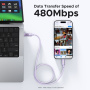 UGREEN Uno cablu de date și încărcare împletit - USB-C la USB-C - 1 m - mov