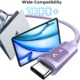 UGREEN Uno cablu de date și încărcare împletit - USB-C la USB-C - 1 m - mov