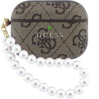 Guess 4G Classic Logo Pearl Strap husă pentru AirPods Pro 3 - maro