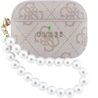 Husă Guess 4G Classic Logo Pearl Strap pentru AirPods Pro 3 - roz