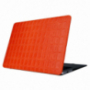 Husă / carcasă de protecţie, cu suprafaţă din piele şi cu model de grătar, pentru MacBook Air 13" (model A1369 / A1466) - portocalie