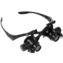 Ochelari cu lupă rabatabilă (zoom 10x - 25x) şi lampă LED - negru
