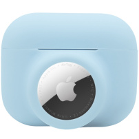 2în1 protecție ambalaj din silicon pentru AirPods Pro / AirTag 1 / 2 - albastru